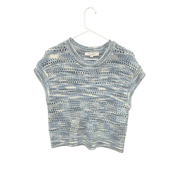 LOFT Sweaters - NWT Loft Striped Open Knit Sweater Vest Blue/Cream Preppy Womens Size Small